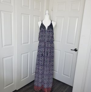 Printed maxi dress with eyelet detail